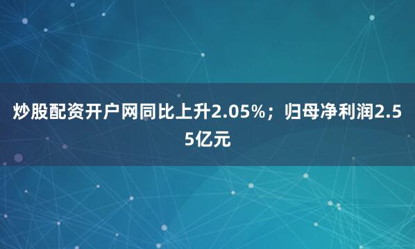 炒股配资开户网同比上升2.05%；归母净利润2.55亿元